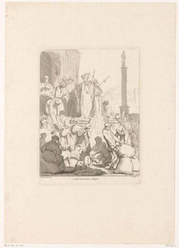 Joseph distributes the grain in Egypt