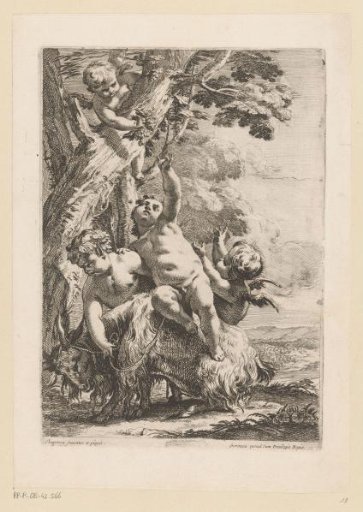 Four Amorini with a Goat Picking Grapes