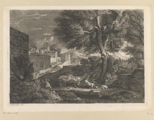 Landscape with three monks