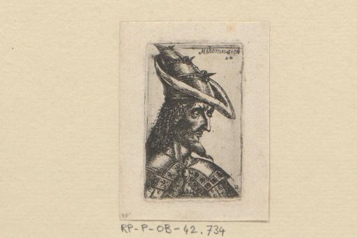 Portrait of a man in armour with a hat