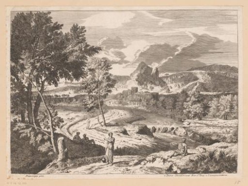 Landscape with resting and walking figures