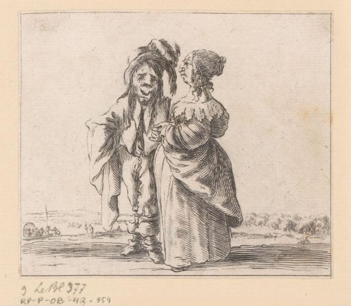 Caricature of a man and a woman