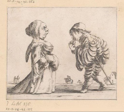 Caricature of a man and a woman