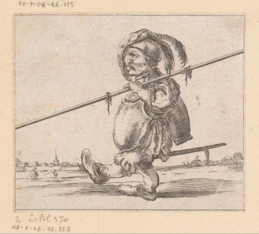 Caricature of a figure with a lance