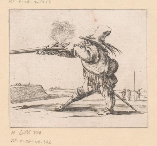 Caricature of a man shooting