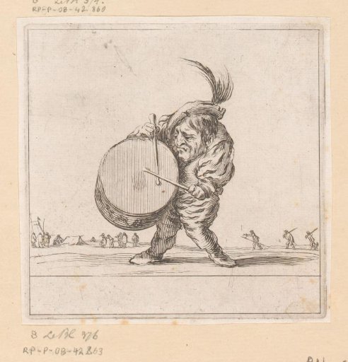 Caricature of a man playing the drum