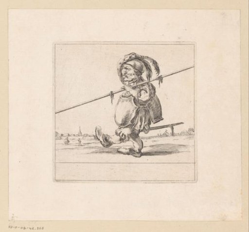 Caricature figure with a lance