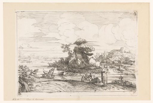 River Landscape with Figures in a Canoe around an Island