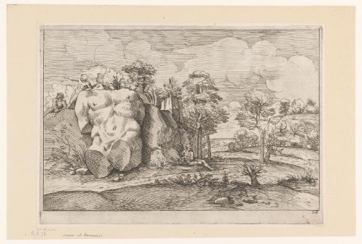 Landscape with torso against a hill