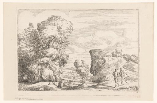 Landscape with two walking men
