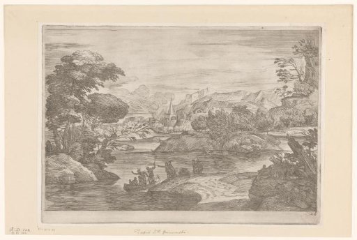 River Landscape with View of a City