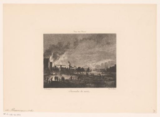 View of a city fire at night
