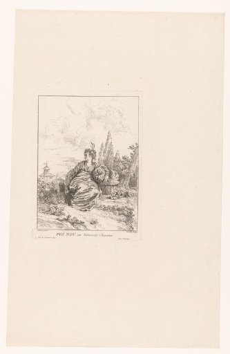Chinese servant, seated in a garden