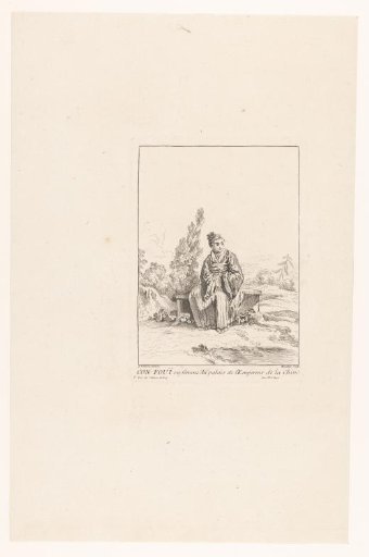 Chinese woman of the imperial palace, seated on a bench