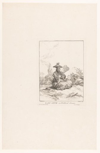 Old Chinese man, seated in a landscape