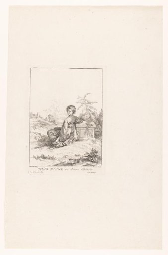 Chinese boy, seated in a landscape