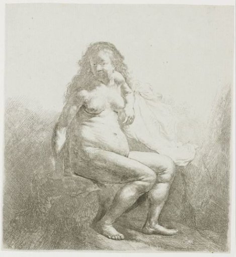 Naked woman on a mound