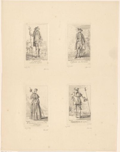 Portraits of four actors, standing in a landscape