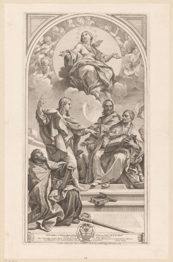 John the Baptist explaining the doctrine of the Immaculate Conception to St. Gregory, St. Augustine and John Chrysostom