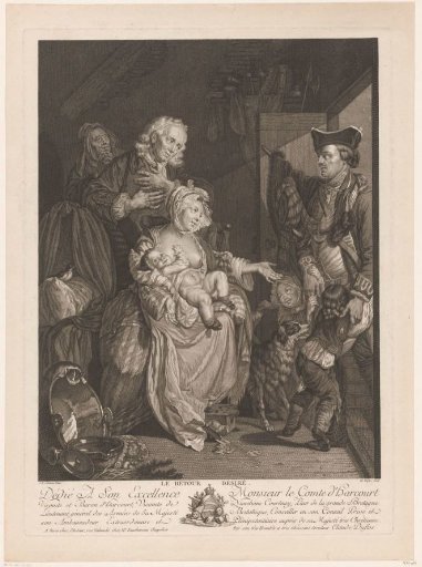 Domestic scene with the return of a father