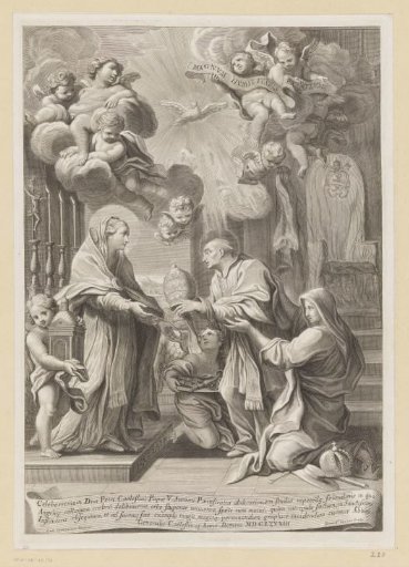 Peter handing the papal crown to Mary