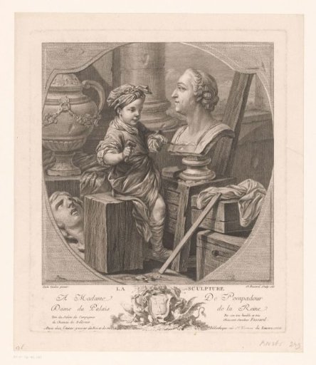 Personification of sculpture with a bust of Louis XV of France