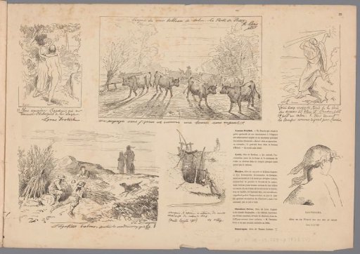 Hero and Leander, Landscape with Cows, Hero with an Oil Lamp, Resting Reapers, Figures at a Well, and a Figure Seen from Behind