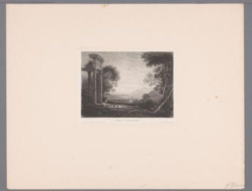 Figures in an idealized landscape with a ruin