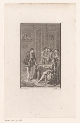 Interior with a Man Seated Behind a Table Greeted by a Nobleman