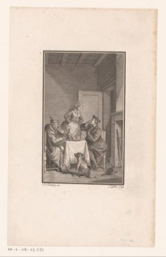 Two Men at a Table with an Angry Kitchen Maid