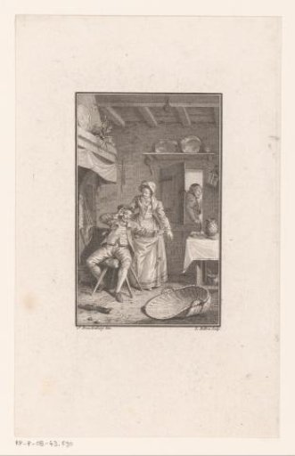 Peasant Interior with Two Figures at a Fireplace and a Man in a Doorway