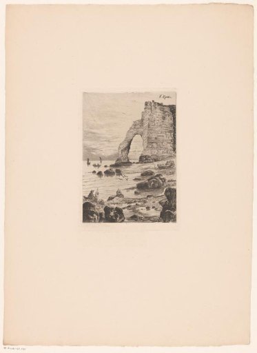 Rocky coast with a painter in the foreground