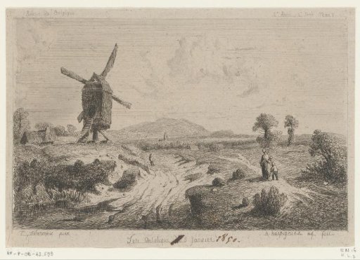 Landscape with mill along a sandy path