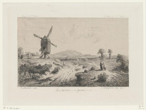 Landscape with mill along a sandy path