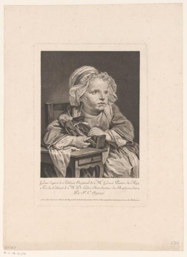 Girl with a wooden statue of a Capuchin monk
