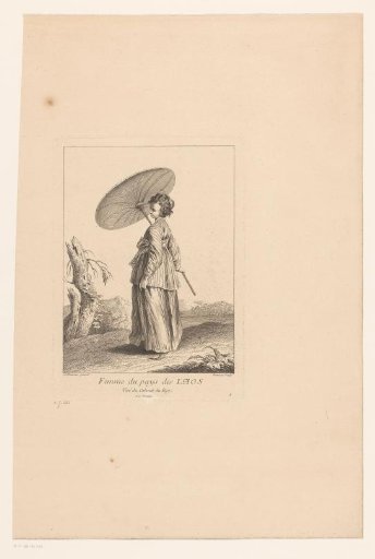Woman from Laos with Parasol in a Landscape