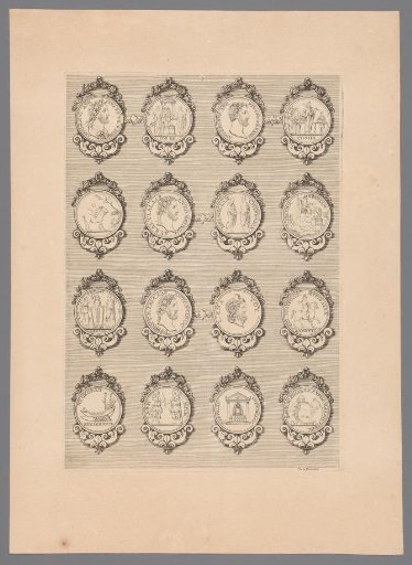 Sixteen medals with decorated frames