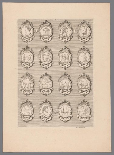 Sixteen medals with decorated frames