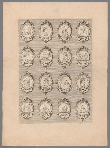 Sixteen medals with decorated frames