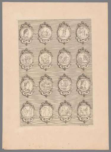 Sixteen medals with decorated frames