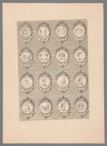 Sixteen medals with decorated frames