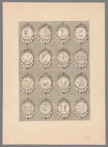 Sixteen medals with decorated frames
