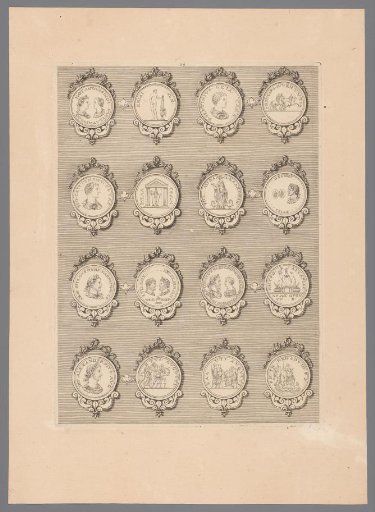Sixteen medals with decorated frames