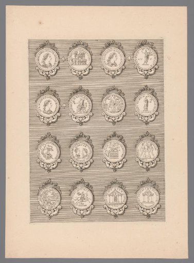 Sixteen medals with decorated frames