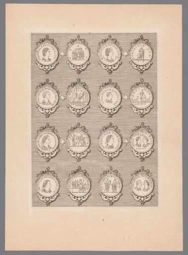 Sixteen medals with decorated frames