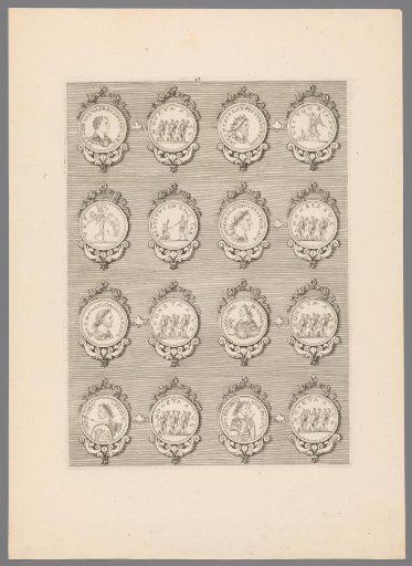 Sixteen medals with decorated frames