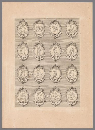 Sixteen medals with decorated frames
