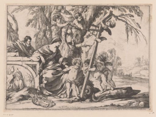 Holy Family with serpent, putti and cross