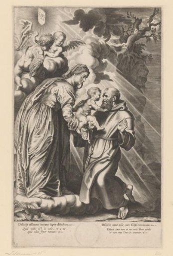 Mary presenting the Christ Child to St. Francis of Paola