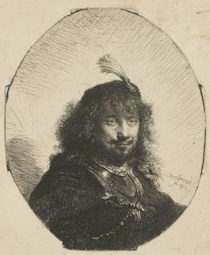 Self-portrait (?) with plumed cap